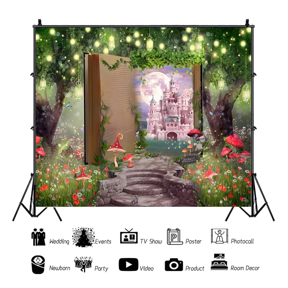 Amazon | 妖精 魅惑の森 背景 10x8フィート ピンクの城 不思議の